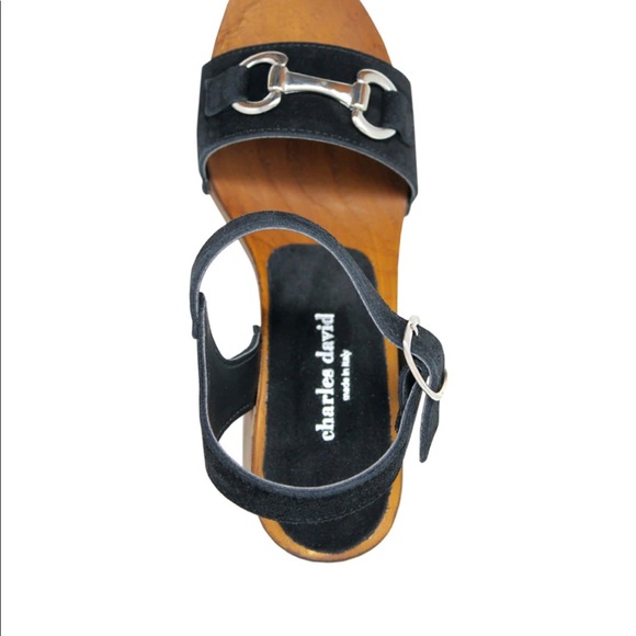 CHARLES DAVID EXPOSED SUEDE BLACK SANDAL SIZE: 8 - Picture 3 of 6
